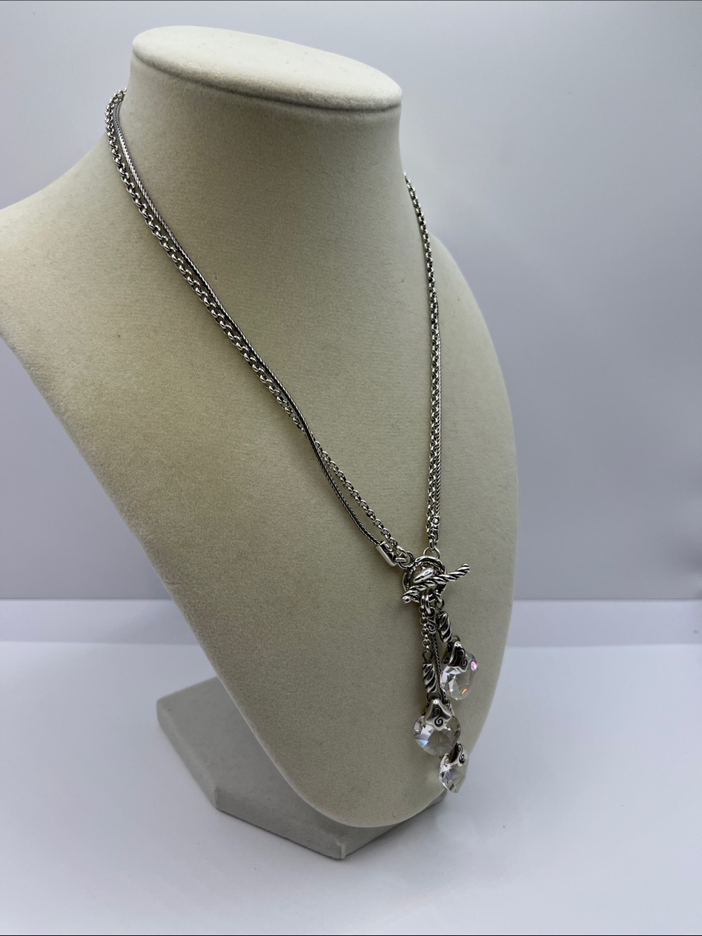 Brighton Kristall Heart Necklace Swarovski Crystals Double Chain Toggle Closure - Picture 5 of 12